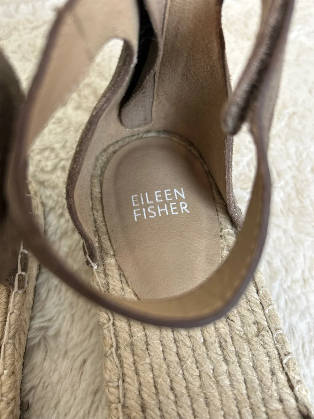 New Eileen Fisher Womens Lala Ankle Sandal 8.5 Jute Espadrille Flat Zip